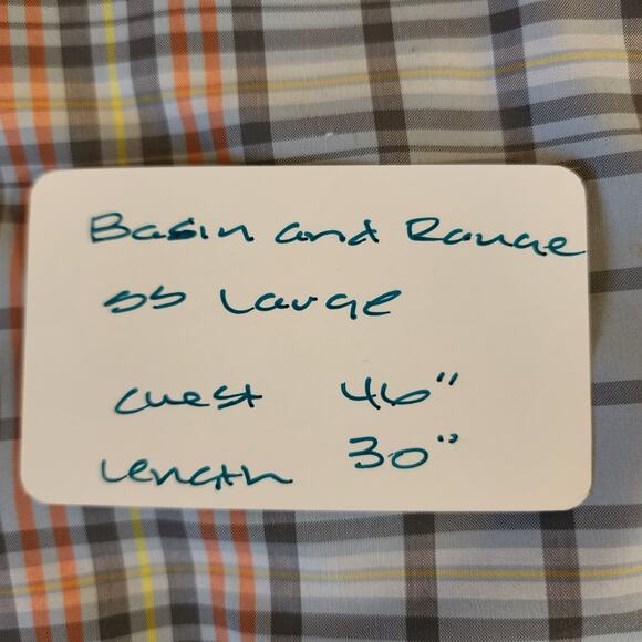 Basin and Range Blue Orange Plaid SS Shirt Lightweight Mens Large Fishing Hiking - Picture 10 of 10